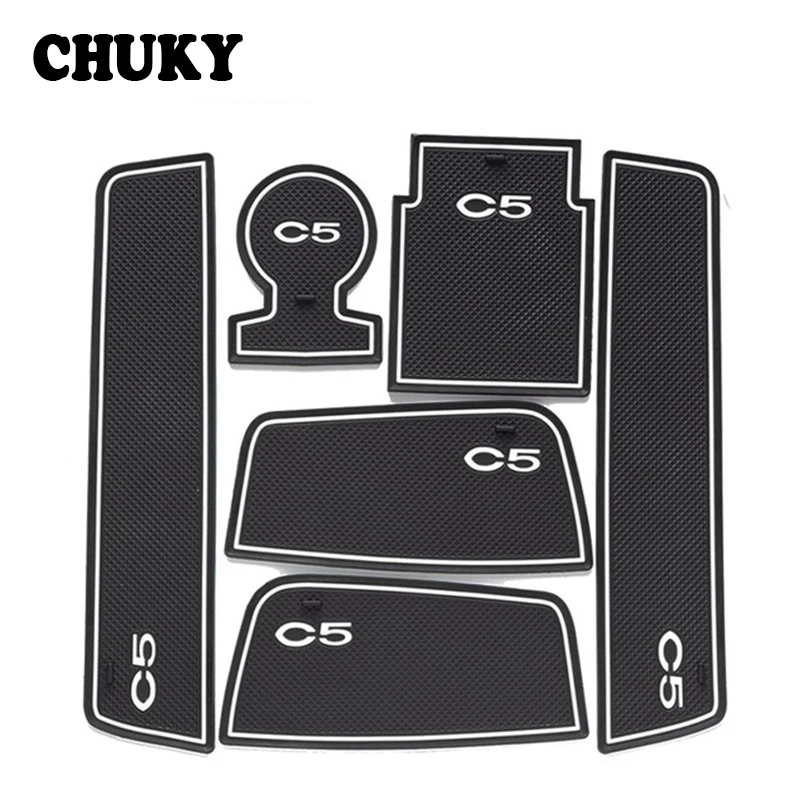 

CHUKY For citroen c5 Accessories 2009 2010 2011 2012 2013 2014 6Pcs Car Non-Slip Interior cup cushion Door Mat sticker covers