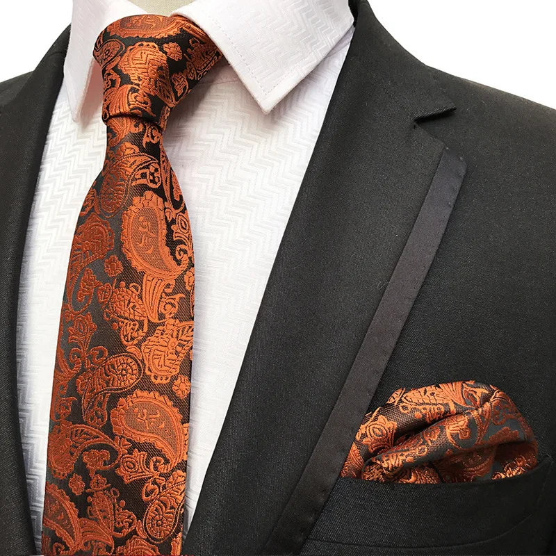 Темно-синий галстук для мужчин, набор галстуков "пейсли" с карманом, квадратная носовой платок, аксессуары для костюма, Набор платков и галстуков для формальной вечеринки