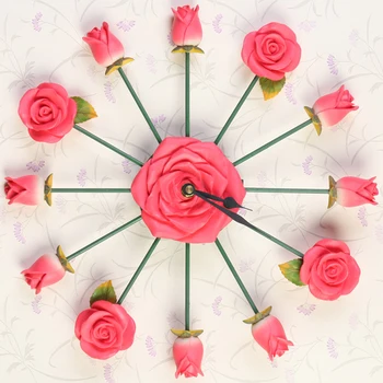 

3D Rose Clock Saat Wall Clock Reloj Duvar Saati Horloge Murale Digital Wall Clocks Klok Relogio de parede Metal Watch Home decor