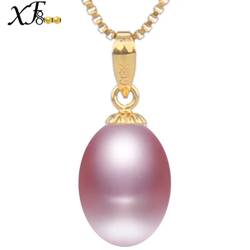 

XF800 18k Yellow Gold Natural Pearl Necklace Pendant Drop Fresh Water Pearl Fine Jewelry Romantic Wedding Gift for Women [D2212]