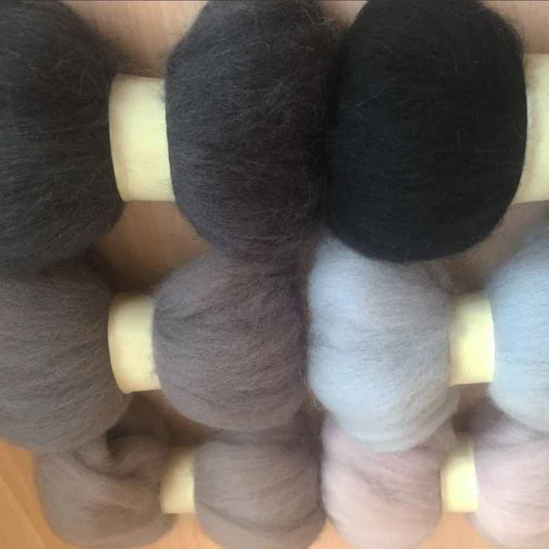 WFPFBEC Send a work pad and three needles wool for felting poke fun gray black colour 10g/6pcs/lot total 60g