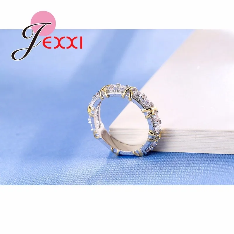 X стиль, классические кольца с кристаллами для женщин, лучший подарок на помолвку, юбилей, штампованное кольцо из стерлингового серебра S925 пробы, акция