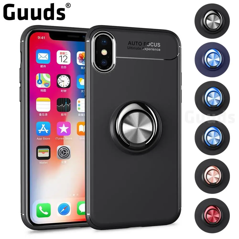 Для iPhoneX 8 7 6s 6 Plus SE 5S 5 TPU чехол с автофокусом Невидимый держатель кольца мягкий для