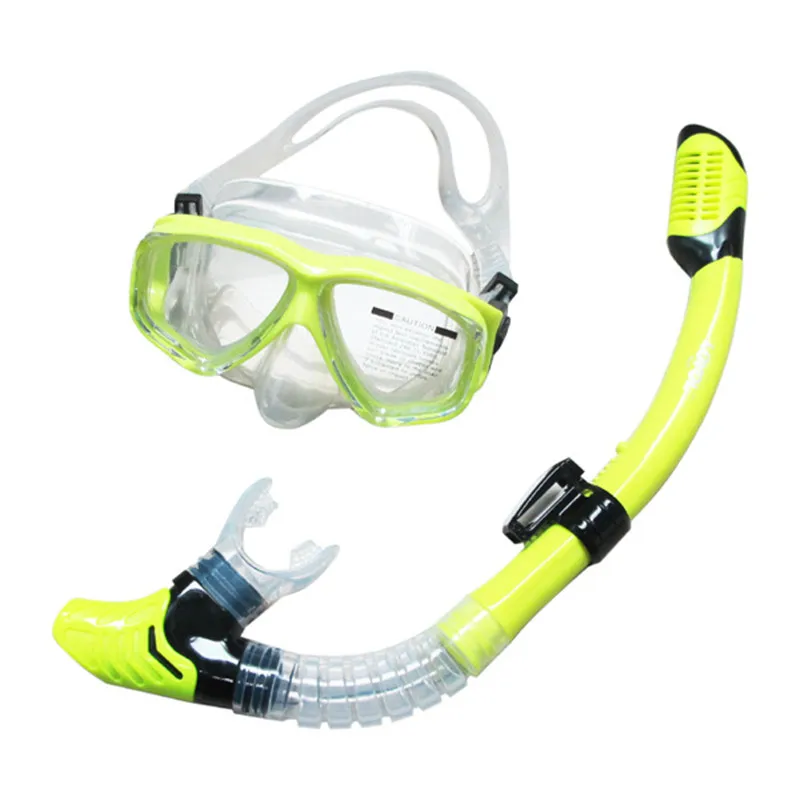 Профессиональные скакалки силиконовый для подводного плавания дайвинга маска, оборудование полный сухой трубка Анти-туман плавание для подводного плавания Очки - Цвет: Цвет: желтый