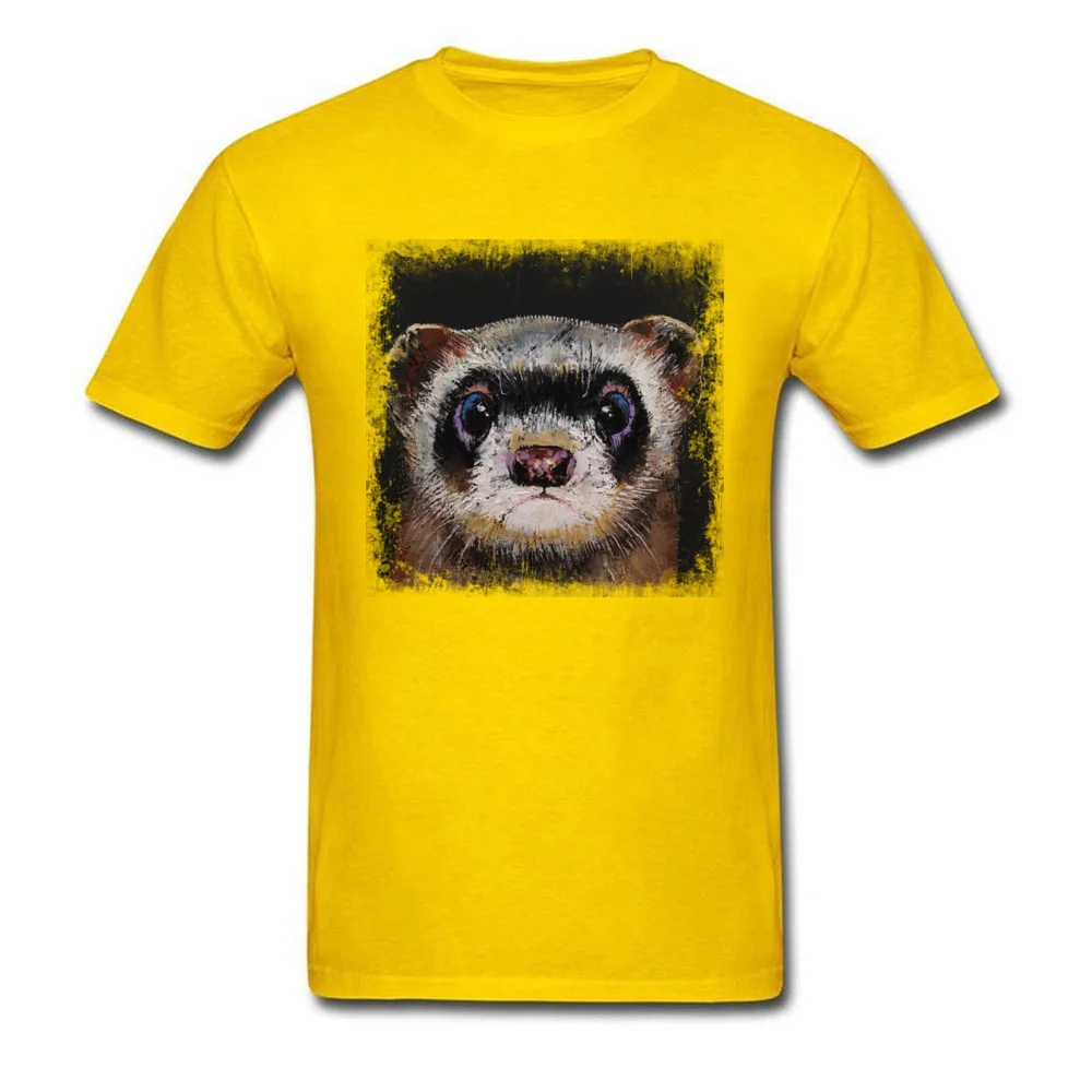 Cheap Mens T-shirts FERRET Casual Tops Shirt 100% Cotton Short Sleeve Birthday Clothing Shirt Crewneck Free Shipping FERRET yellow