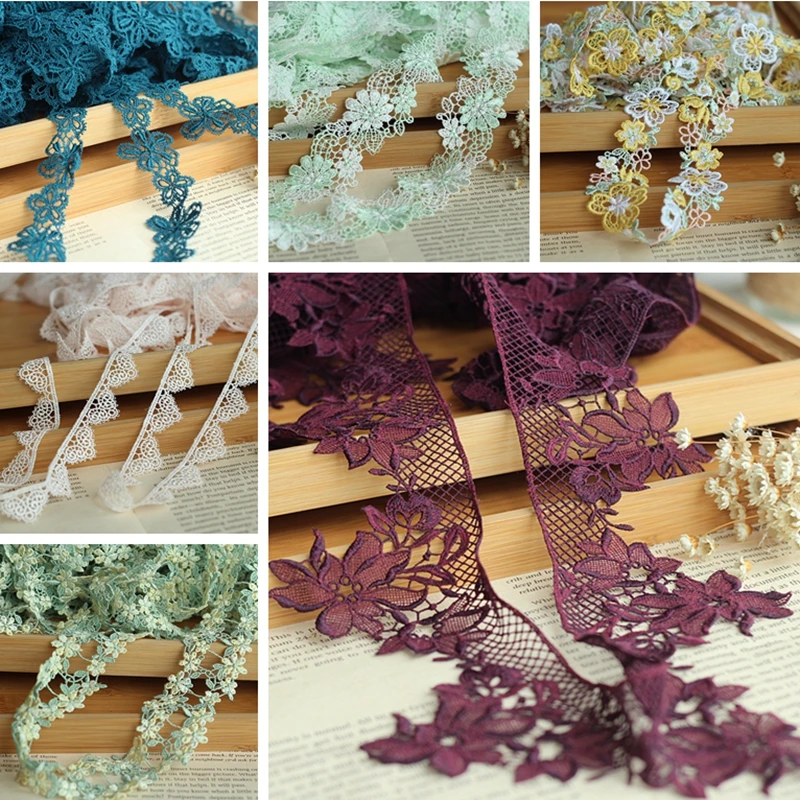 

2y/lot Venise Lace Trim, Lace Fabric ,Rose Appliques Lace Ribbon , Alter Couture Supplies Vintage Style