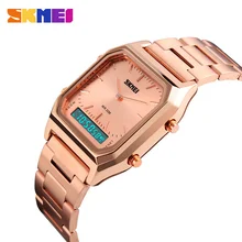 SKMEI Men Fashion Casual Quartz Wristwatches Digital Dual Time Sport Watches Chronograph Back Light 30M Waterproof Watches Mens