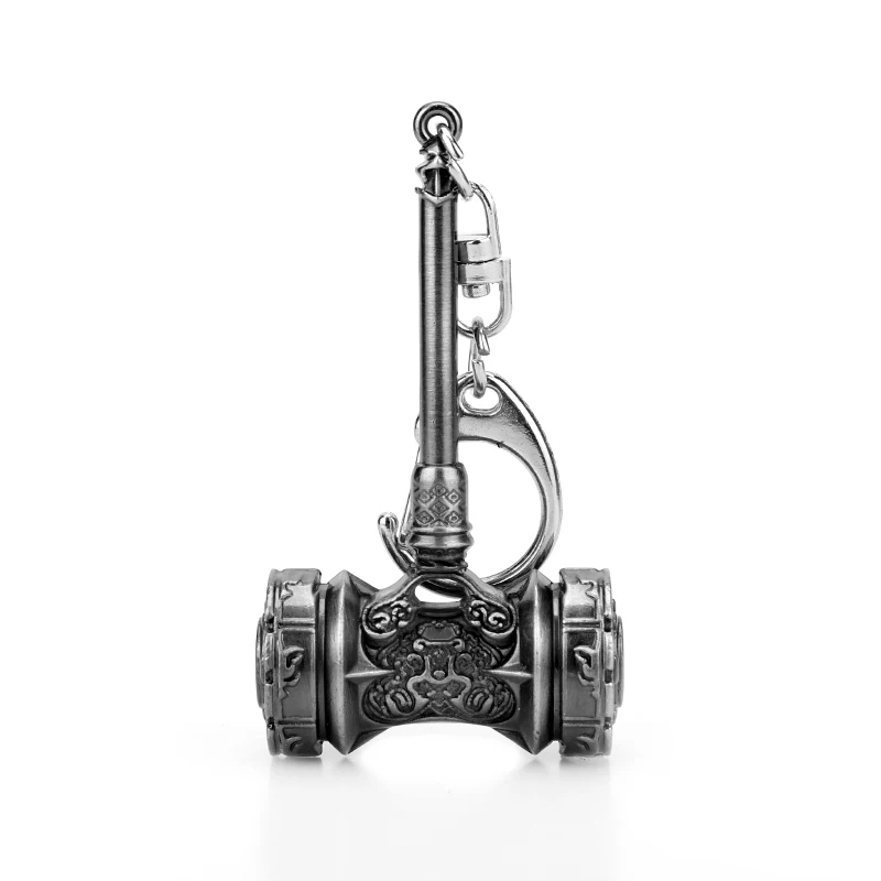

Games Jewelry Key Chain Douro Weapon Model Tang San Hammer Keychains Metal Charm Pendant Keyring Backpack Key Buckle