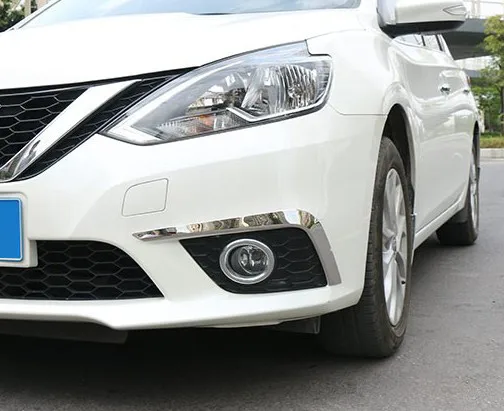 Для Nissan Sentra 2013- противотуманный светильник декоративная рамка Передняя Накладка для лица Модифицированная лампа для бровей ABS покрытие яркая полоса - Цвет: Front Stainless