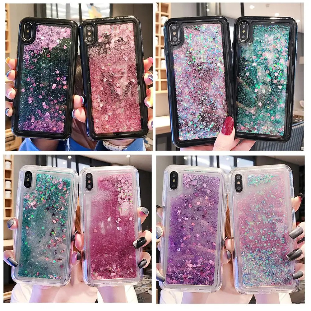 

Luxury Dynamic Water Liquid Case for iPhone 7 8 6 6S Plus Soft Cover Bling Glitter Quicksand Phone Case for iPhone X XS Max XR