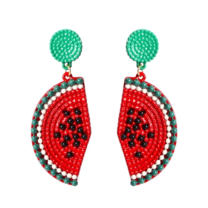 Lalynnlys Cute Cherry Watermelon Pineapple Drop Earrings New Fashion Rhinestone Fruit Dangle Earrings Ear Accessories Hot E60491 - Окраска металла: 8