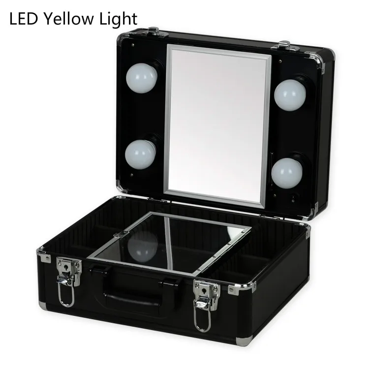

2016 New Type Lighted makeup case Beauty Kit Gift Set Mirror Storage Box 2 type with yellow or White Light