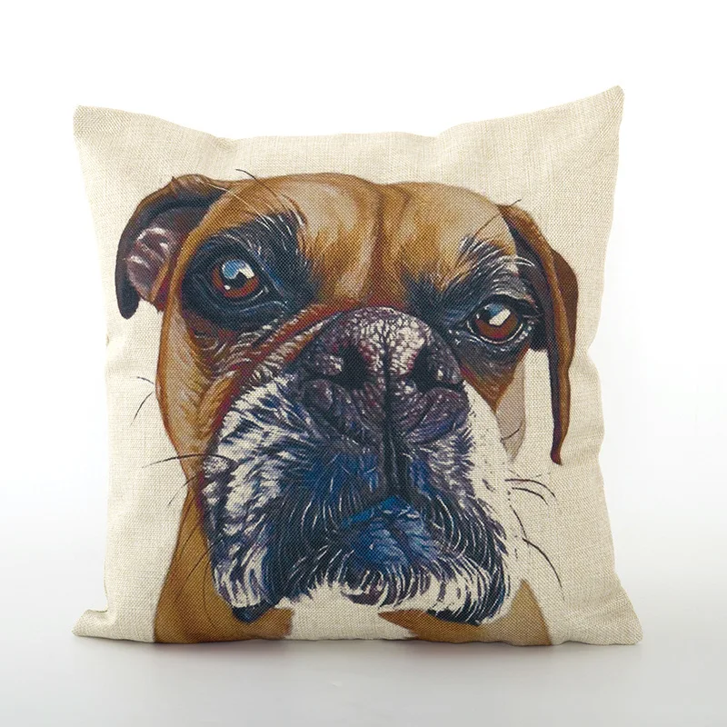 Dog Pattern Cushion Cover Animal Pillow Cover Invisible Zipper