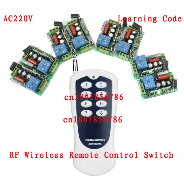 

220V 1CH Radio remote control switch light lamp LED ON OFF 6Receiver&1transmitter Learning Code