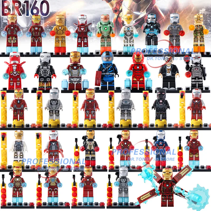 

33pcs/lot Super Hero Marvel Figure Avenger IronMan MK46 MK1 War Machine Iron Patriot Man Collection Building Blocks Toys Gifts