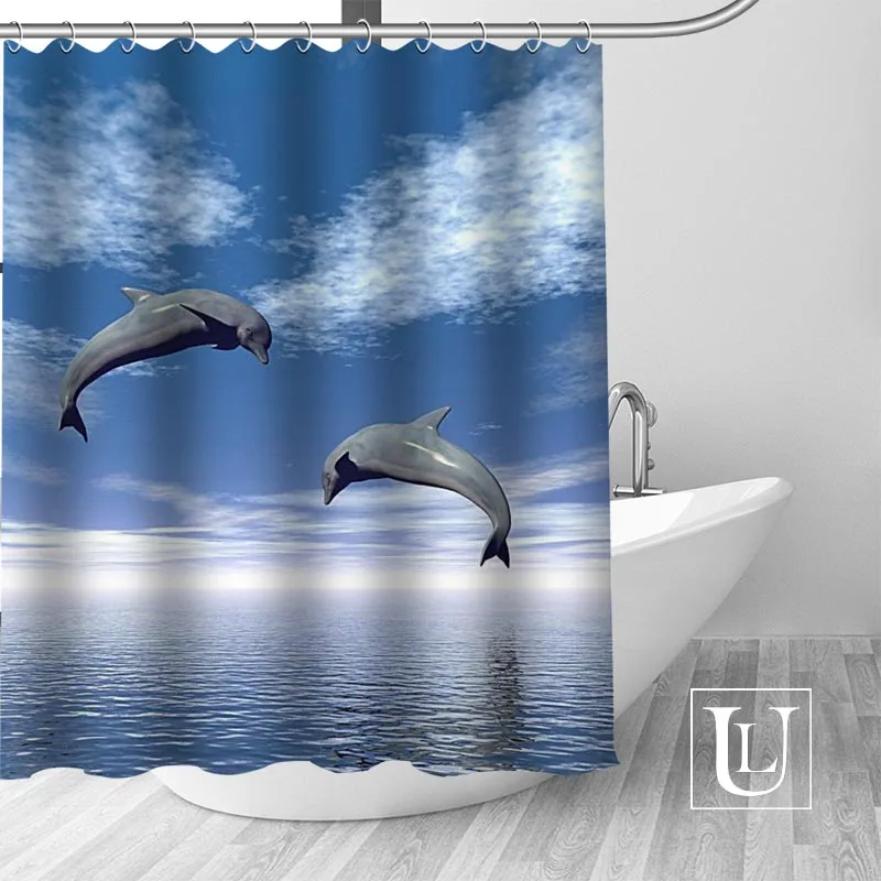 High Quality Custom Dolphin Shower Curtain Polyester Fabric Bathroom