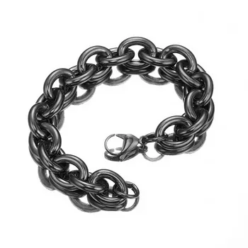 

High Quality 7-11" New Stainless Steel Black O Rolo Link Chain Biker Jewelry Men's Unisex's Bangle Bracelet Wristband 11/13/15MM