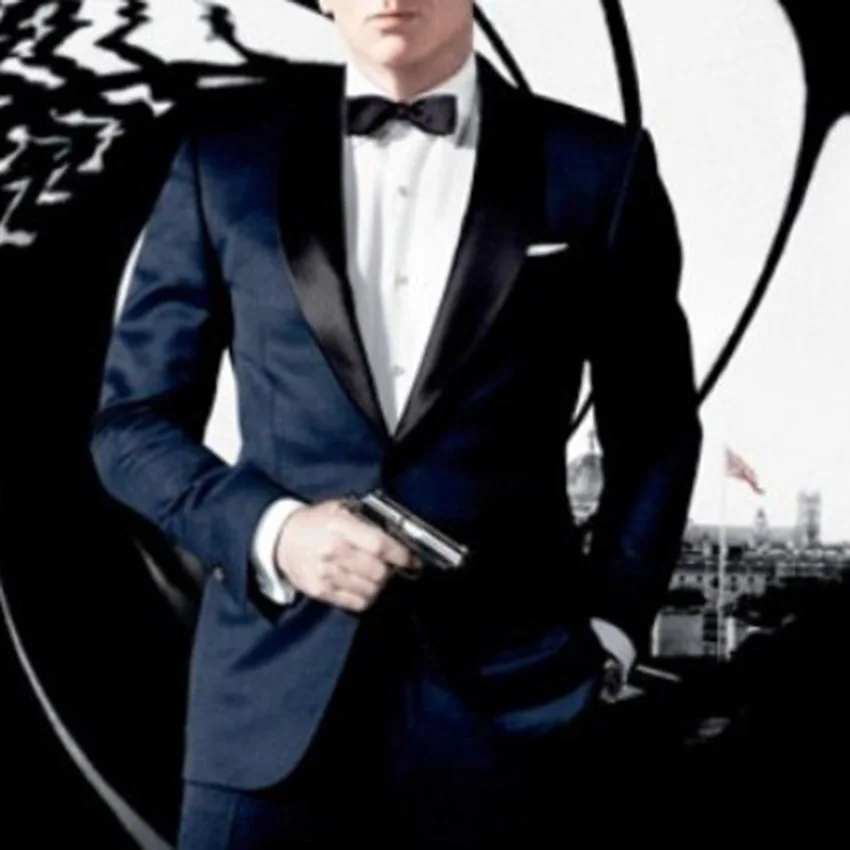 Мужской смокинг Skyfall темно синего цвета индивидуальный пошив свадебные костюмы