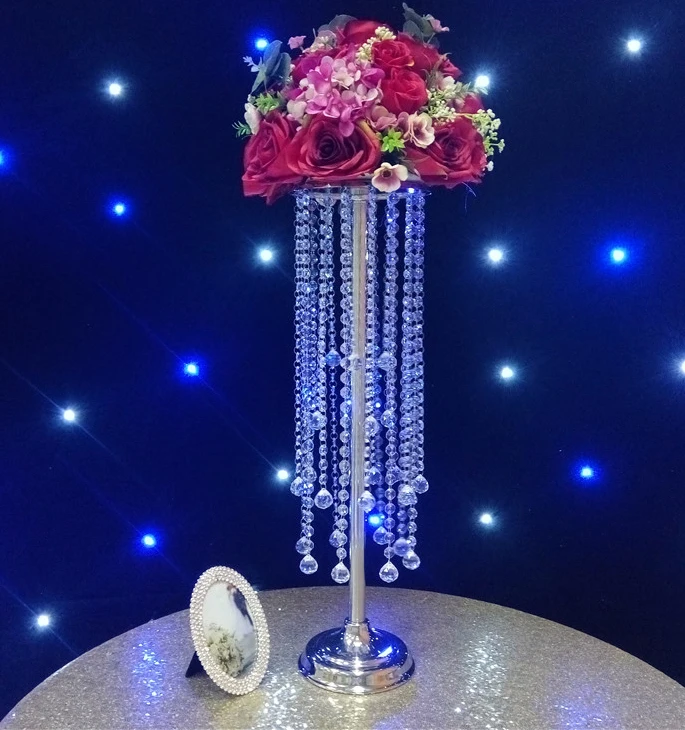 

75cm Tall Silver Flower Stand Crystal Table Centerpiece Wedding Decoration 10 pcs/lot