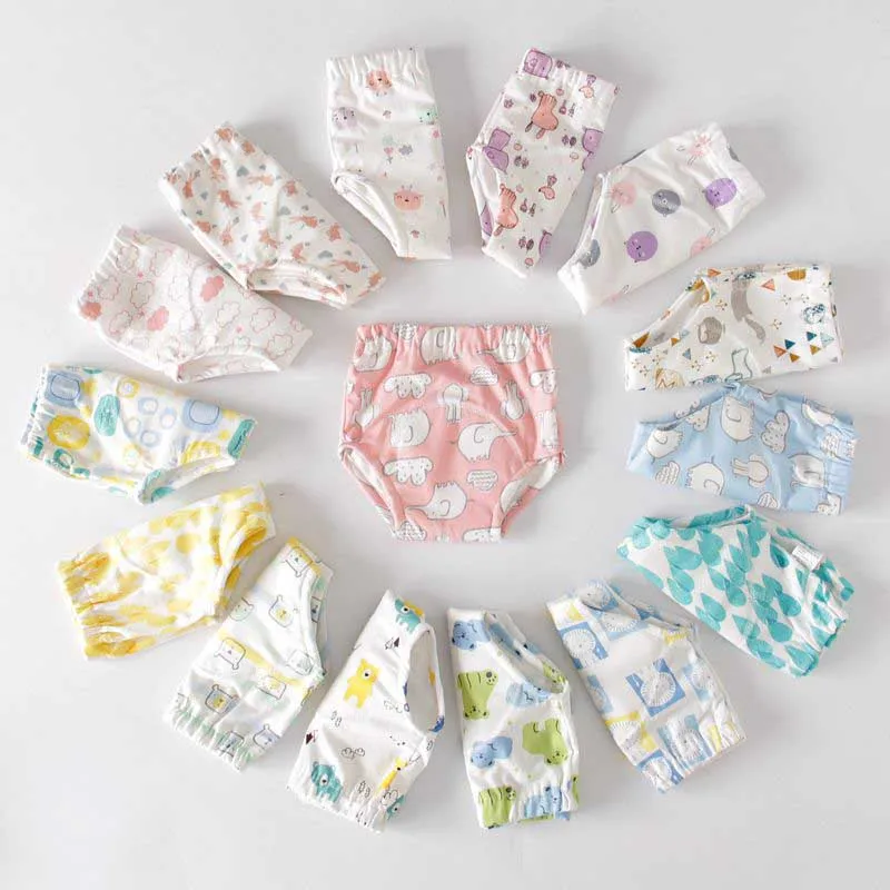 

5pcs/set Mix Baby Potty Pants for Girls Boys Waterproof Cloth Diaper Children Kids Cotton Panties Nappy Changing--Color Random