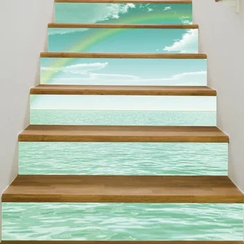 

Light Green Lake Rainbow Scenery 3D Stair Wall Stickers Art Stair Sticker PVC Decals for Home Decoration DIY Wall Paper Sticker