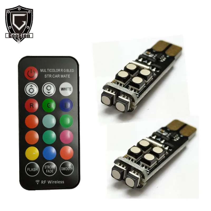 GOOGION T10 W5W RF Control RGB Led Автомобильные огни для зазора LED 194 168 лампочка с дистанционным
