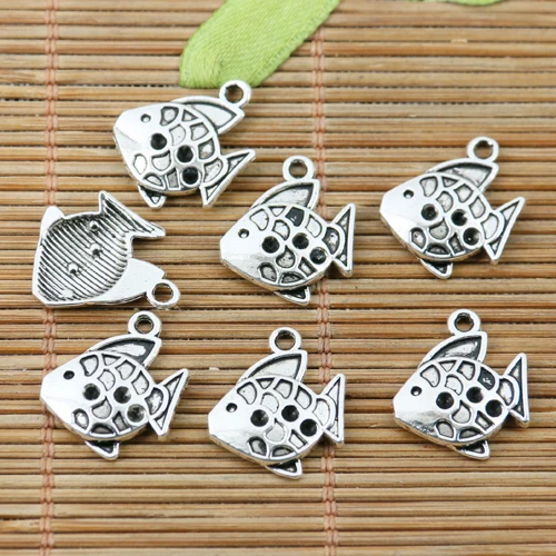 

50pcs tibetan silver tone cameo fish charms EF2216