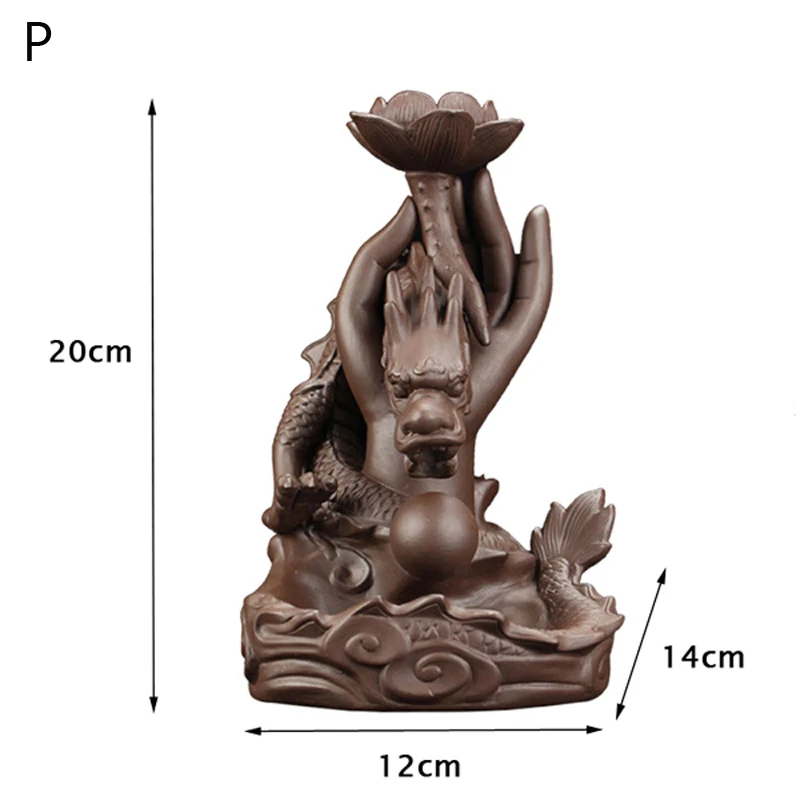 Лучший керамический обратный поток благовоний горелка творческий домашний декор курильница дропшиппинг 19 видов Дракон держатель чай Pet