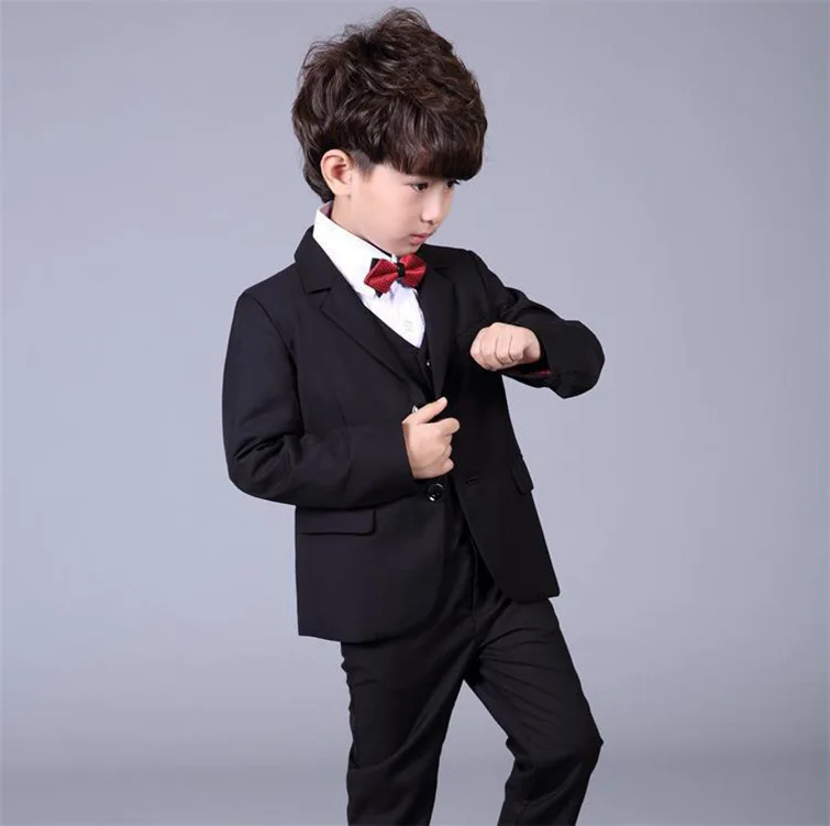 

Children's Boy Suit Red Suit In Spring And Autumn wedding set including 6 Pieces jacket +vest +pants+shirt+tie+bow tie