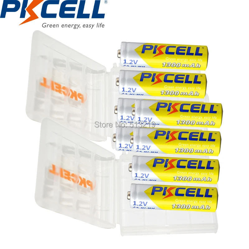 

8PCS PKCELL 1300mah 1.2v AA battery NIMH rechargeable battery and 2PCS AA/AAA battery box