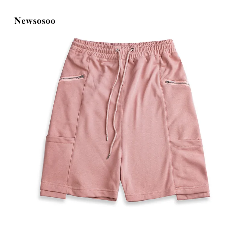 Newsosoo Men Hip hop Drawstring Casual Beach Shorts Fashion Mens High