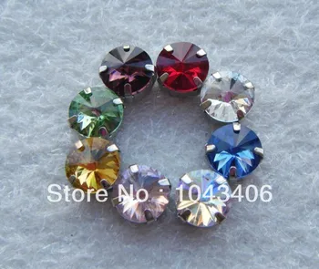 

240pcs/lot 10MM 8colors mix, one color 30pcs ,Rivoli Crystal Fancy beads With Claw Setting Round Sewing Crystal DIY decoration