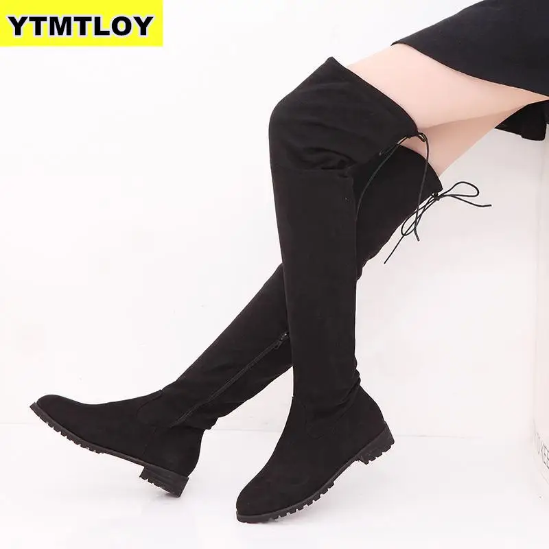 2019 Slim Boots Sexy Over The Knee High Suede Women Snow Boots Women's Fashion Winter Thigh High Boots Shoes Woman Botas Mujer