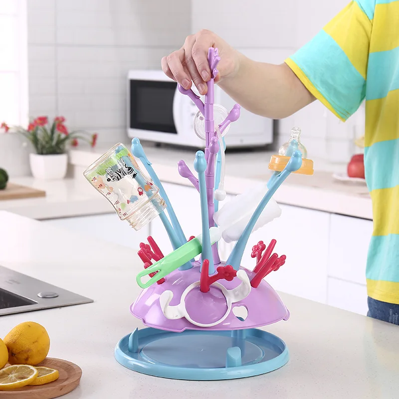 

Portable Baby Bottles Drying Rack Drainer Bottle Holder Tree Shape Infant Pacifier Nipple Feeding Cups Cleaning Dryer T2155