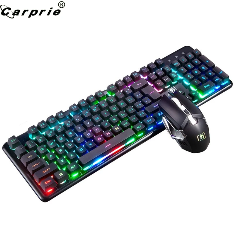 

CAPRPIE 4 Color Backlit Lighting Rechargeable 2.4G Wireless Mechanical Keyboard Mouse Set Gaming Mice Keyboards Combo 907