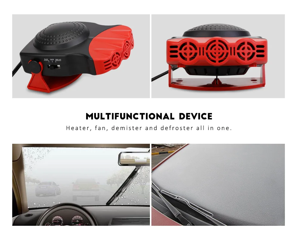 VicTsing Car Fan Heater 12V Car Portable Fan Heater Windscreen Window Demister Defroster 150W Cooling Fan Car Heater             (3)