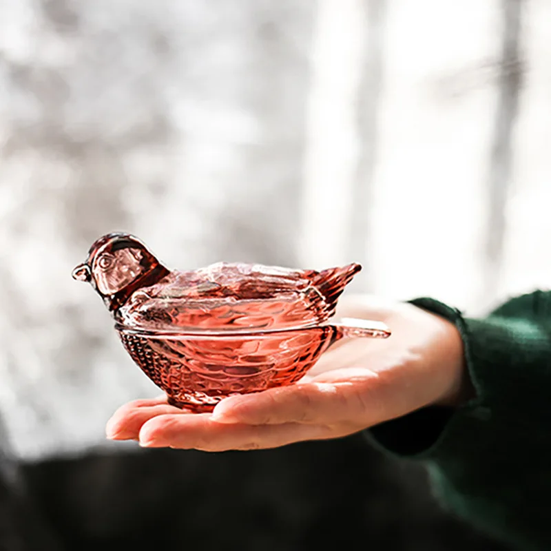 

Clear Glass Jar Food Storage Tank Crystal Bird Shape Ring Jewelry Box Storage Container Sealed Cans Decoration Ornaments Gifts