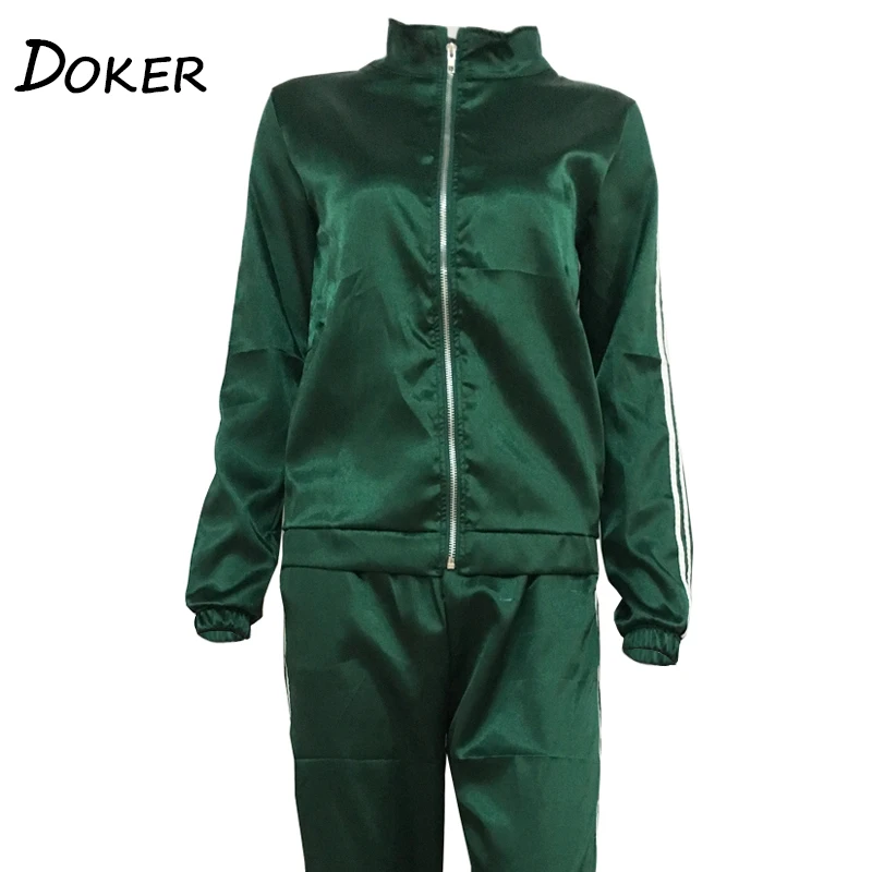 Green Purple Black Female Tracksuits Women's Sporting Suits Zip Jacket
