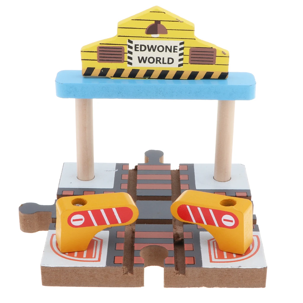 Wooden Train Track Accessories Set Railway Assembly Building Toy for Kids Toddlers - Station