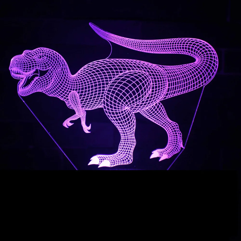 Динозавр 3D светодиодный светильник Иллюзия 3D Оптическая иллюзия огни 7 цветов разноцветные USB украшение дома лампа для мальчиков