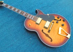 Guitarra Eléctrica de Jazz de Cuerpo Completo con Corte Simple, en Color Vintage, Hardware de Oro Guitarra, Tuerca de Hueso Guitarra Eléctrica de Jazz de Cuerpo Completo con Corte Simple, en Color Vintage, Hardware de Oro Guitarra, Tuerca de Hueso