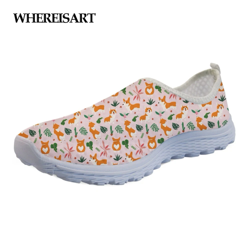 

WHEREISART Flats Funny Animal Fox Print Women's Sneakers Casual Ladies Loafers Beach Lazy Slip-On Summer Shoes for Female Walks