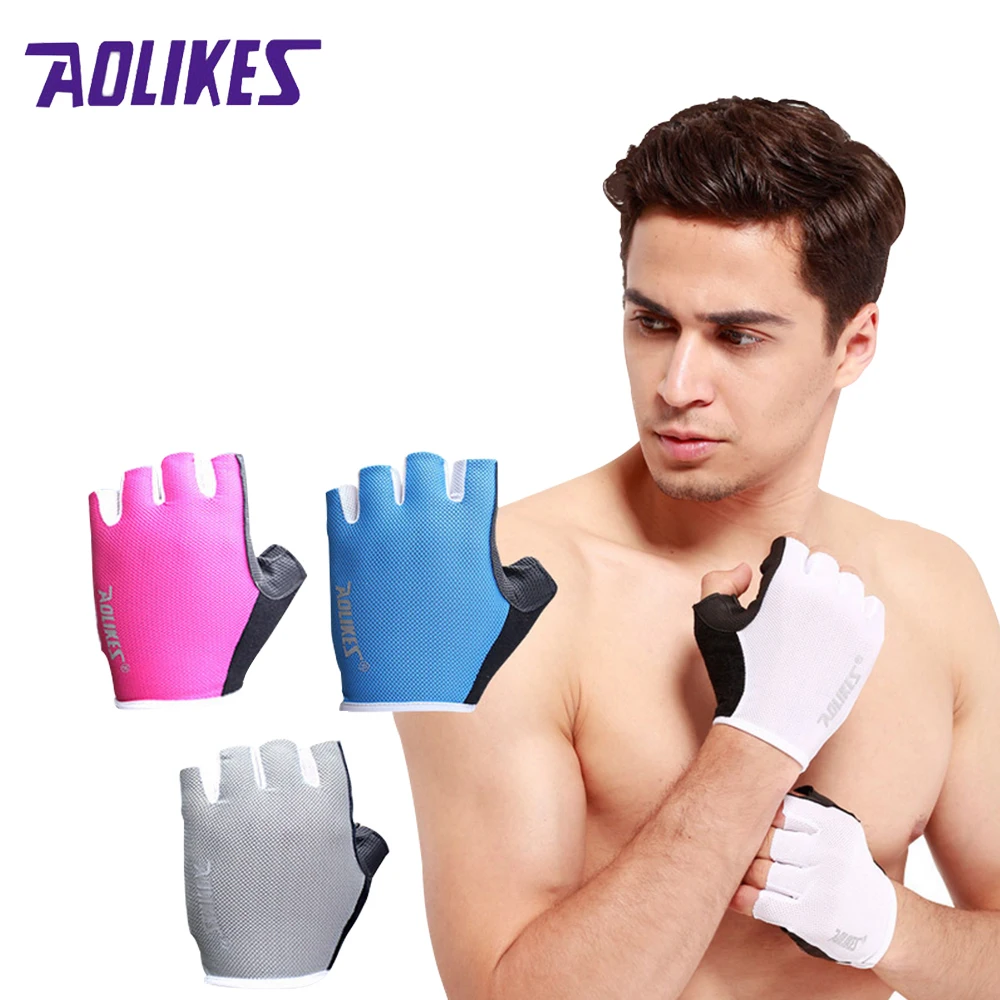 AOLIKES 1 Pair Adult Anti skid Breathable Gym Gloves Body Building