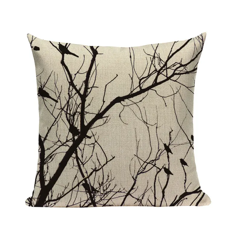 Скандинавские Декоративные Чехлы на подушки для дома, тканые черно-белые цветы, дерево, диванная кровать, диванные подушки, квадратная наволочка с принтом на заказ - Цвет: 5217