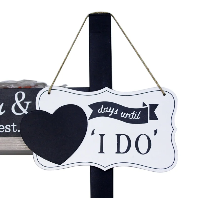 

Wooden Lettering Sign I Do Heart Pattern Countdown Wedding Decoration Hanging Board