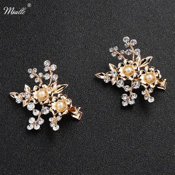 

Miallo 2pcs/lot Gold Color Hair Clips Austrian Crystal Barrettes Women Hair Accessories Jewelry Headwear Hairpieces Hairdress