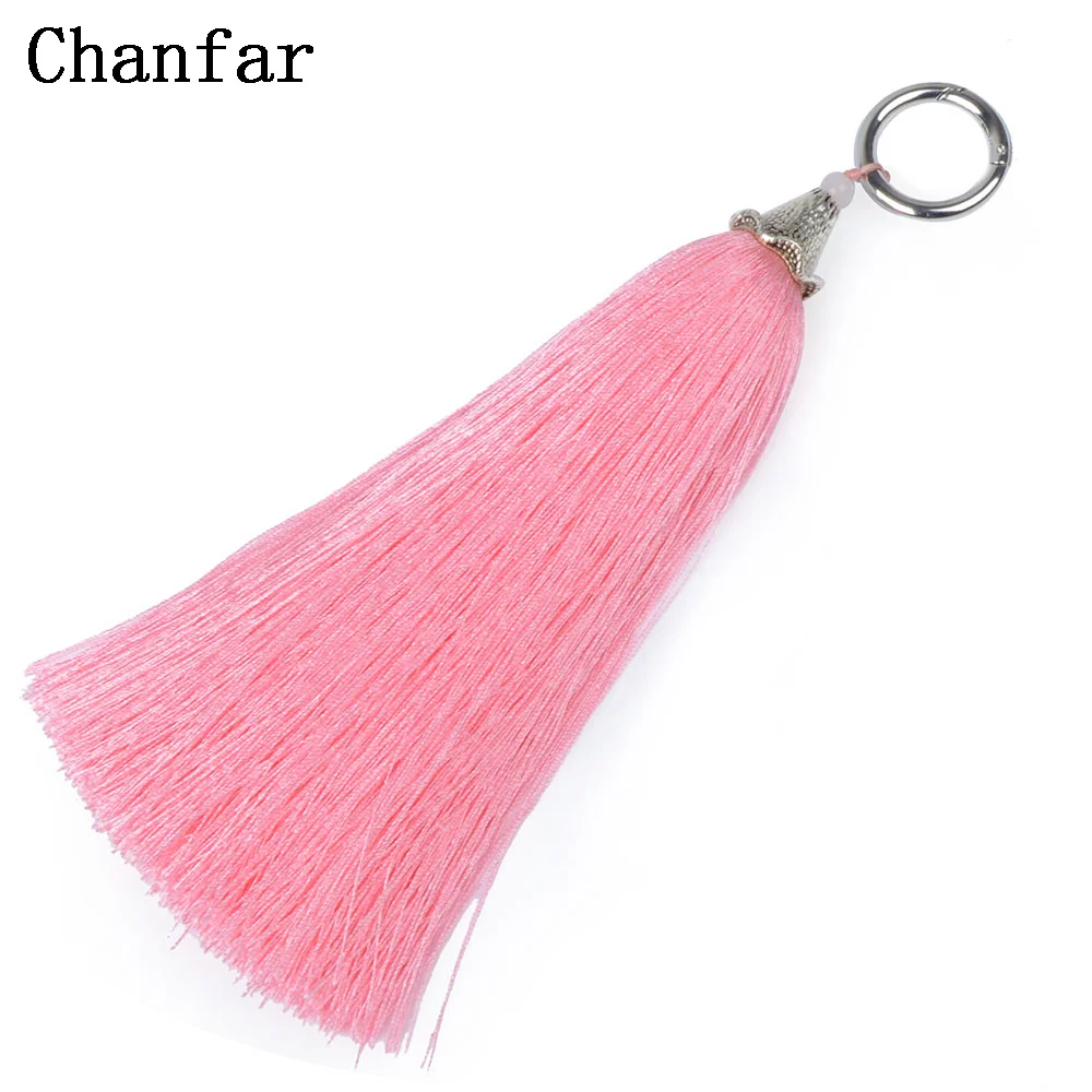 Fashion Long Silk Tassel Keychain Women Bag Pendant Alloy Car Charm Key