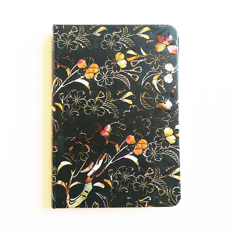 

5"x7" Metallic Floral Pattern Journal with Elastic Closure & Blank Paper and Inner Pocket Hardcover Notebook with Bookmark