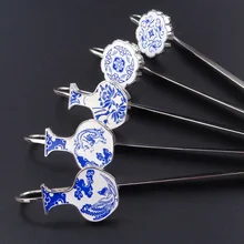 Китайские металлические креативные закладки, маленькие подарки для отправки учителям, женщинам, друзьям, синие и белые закладки, 5 патронов на выбор