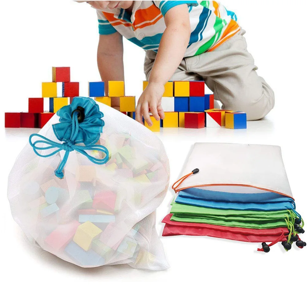 

12 Pcs Reusable Mesh Vegetable Storage Bags Drawstring Grocery Shopping Bag Fruit Vegetable Mesh Bags For Kitchen